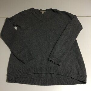 Banana Republic Sweater Womens XS Gray Touch of Cashmere Wool Preppy V Neck